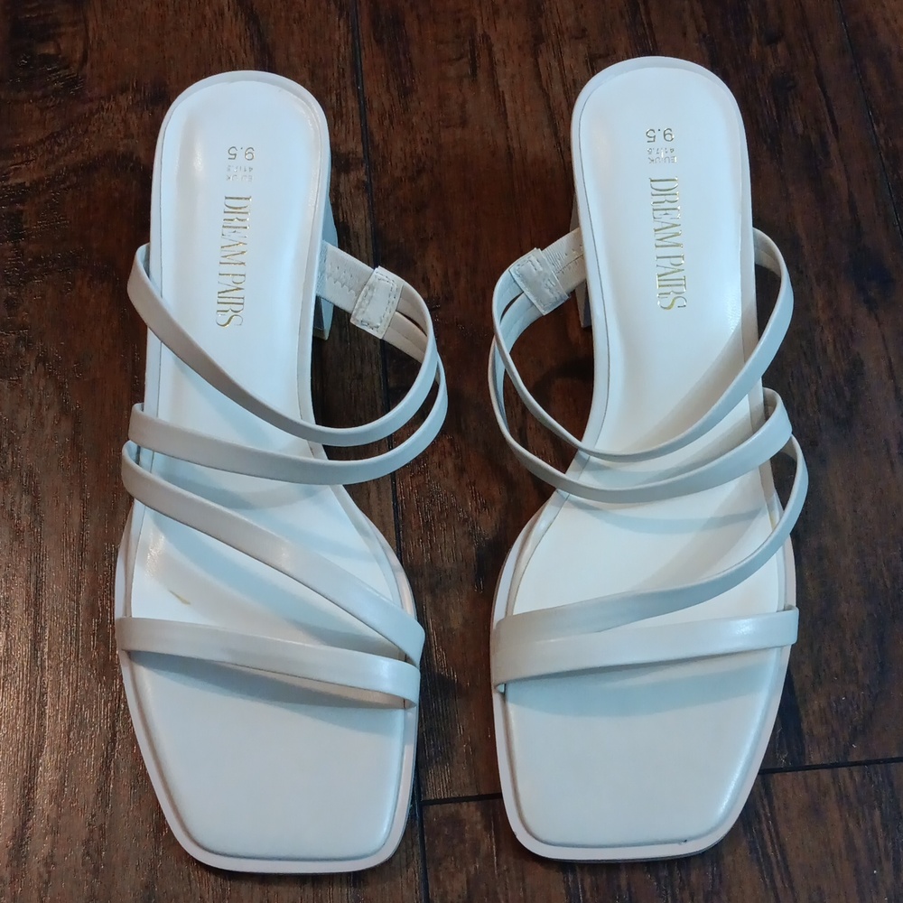 DREAM PAIRS Women's Bone White   Strappy Heel Sandals Size 9.5